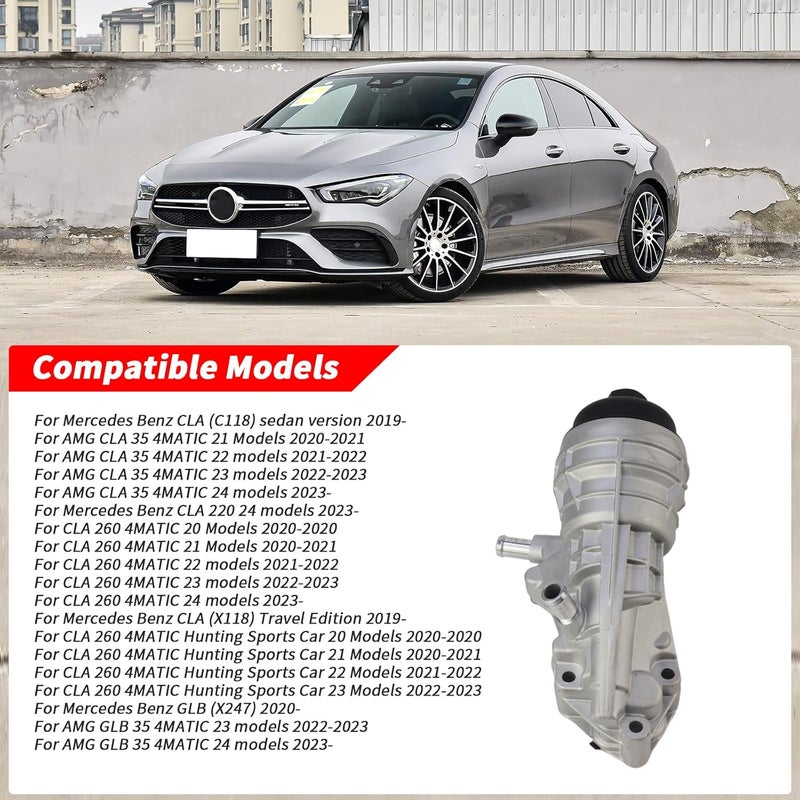 MUNIK 2701800500 Engine Oil CoolerFor Mercedes Benz 2012-2019 A,B,CLA,GLA Class A180,A200,A260,B180,B200,B260,CLA180,CLA200,CLA220,CLA260,GLA200,GLA260 Replact# 2701800610 270180050064 - Image 5